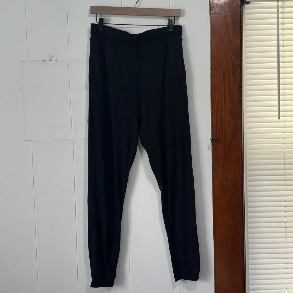 Victoria's Secret PINK Black Ribbed Sleepwear Joggers Pajama Pants Medium